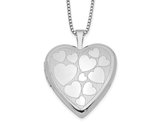 Sterling Silver Heart Shaped Floating Hearts Locket Pendant with Chain